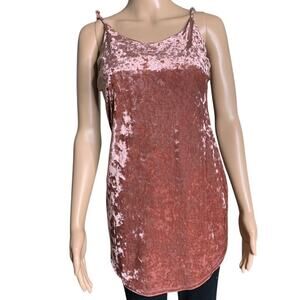 Forever 21 Women's Size Small Tank Top Adjustable Spaghetti Straps Pink Velour